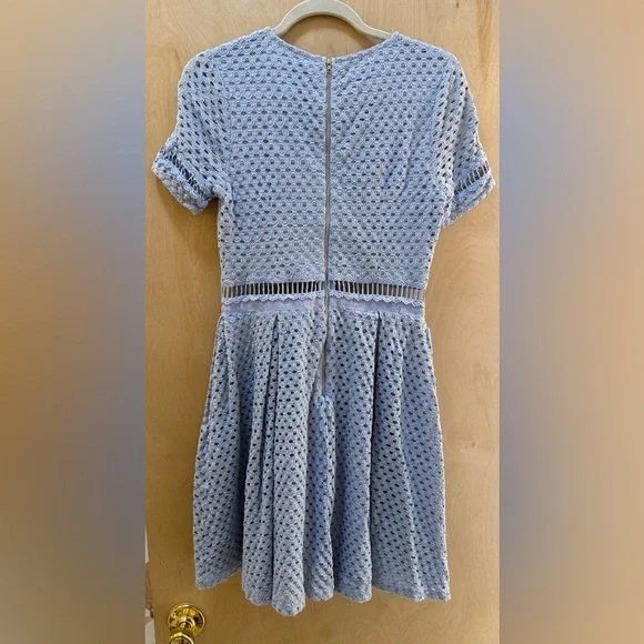 Aqua Blue Lace Dress with Crochet Detailing - Picture 9 of 14